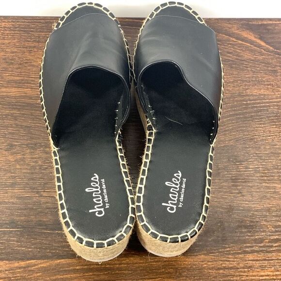 CHARLES BY CHARLES DAVID Black Contrast Stitching Platform Espadrille Shoes 9M - Picture 6 of 8